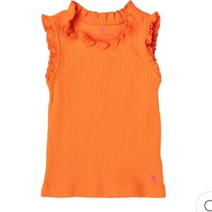 PINK CHICKEN GOLDEN POPPY GIRLS ORGANIC RUFFLE RIB TANK